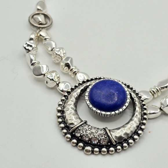 Chicos Silver Tone and Blue Statement Necklace Jewelry Celestial Witchy Fairy - Picture 1 of 9